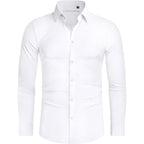 Alimens & Gentle Stretch Mens Dress Shirts Slim Fit Long Sleeve Casual Skinny Muscle Fit Wrinkle Free Button Down Shirt