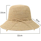 Koradi Women Raffia Beach Hat Natural Raffia Straw Bucket Hat Handwoven Foldable Sun Hats Wide Brim Summer Travel Cap