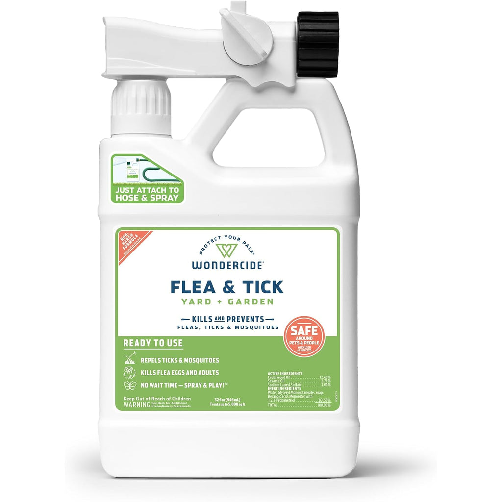 Wondercide - Ready To Use Flea, Tick, And Mosquito Yard Spray With Natural Essential Oils – Mosquito And Insect Killer, Treatment, And Repellent - Plant-Based - Safe Around Pets, Plants, Kids - 32 Oz