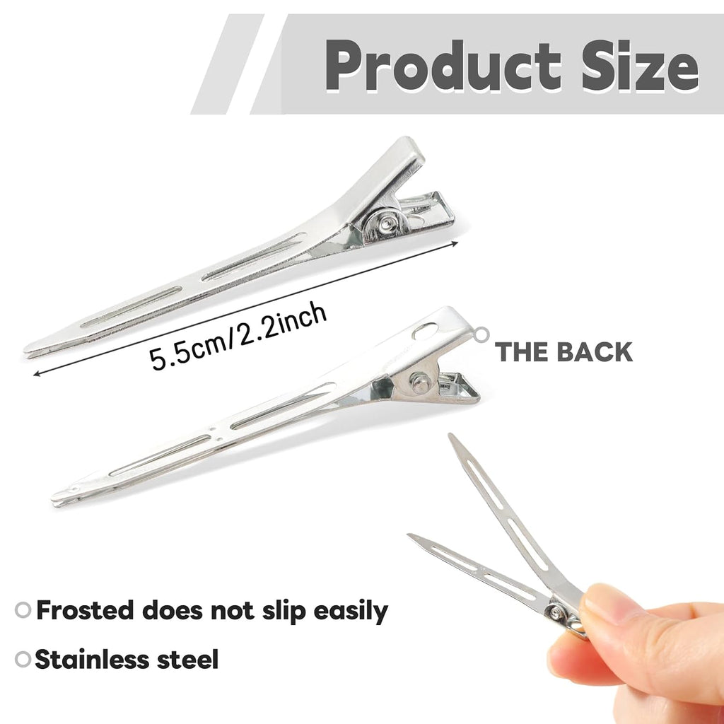 Choicbaby 40Pcs Silver Hair Clips Metal Duckbill Clip 2.2 Inch Duck Clips For Hair Single Prong Curl Hairpins With Holes Duckbill Hair Accessories For Girls Women Hair Styling Clips