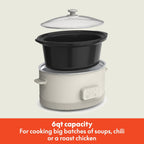 bella 6.0 Qt Programmable Slow Cooker, Ceramic Nonstick Coating, Adjustable Temperature & Cooking Times, Dishwasher Safe Stoneware Pot & Tempered Glass Lid, Tangle Free Cord Wrap, Oatmilk