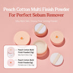 SKINFOOD Peach Cotton Multi Finish Powder 5g - Korean Peach Extract & Calamin Sebum Control Face Powder - Silky Setting Powder - Setting Powder for Oily Skin - Sweet Peach Scent for Soft Skin