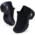 Hkr Women'S Walking Shoes Arch Support Non Slip Work Shoes Breathable Knit Upper Lightweight For Plantar Fasciitis