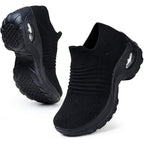 Hkr Women'S Walking Shoes Arch Support Non Slip Work Shoes Breathable Knit Upper Lightweight For Plantar Fasciitis