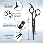 10 Pcs Hair Cutting Scissors Set, Professional Haircut Scissors Kit With Cutting Scissors, Thinning Shears, Comb, Cape, Clips, Black Hairdressing Texturizing Shears Set For Barber, Salon, Home