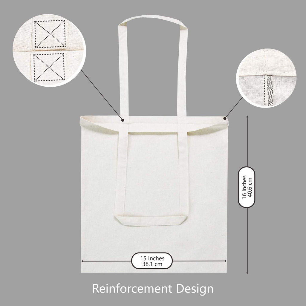 Topdesign 12-Pack Economical 16"X15" Cotton Tote Bags, Lightweight Medium Reusable Grocery Shopping Cloth Bags, Suitable For Diy, Advertising, Promotion, Gift, Activity