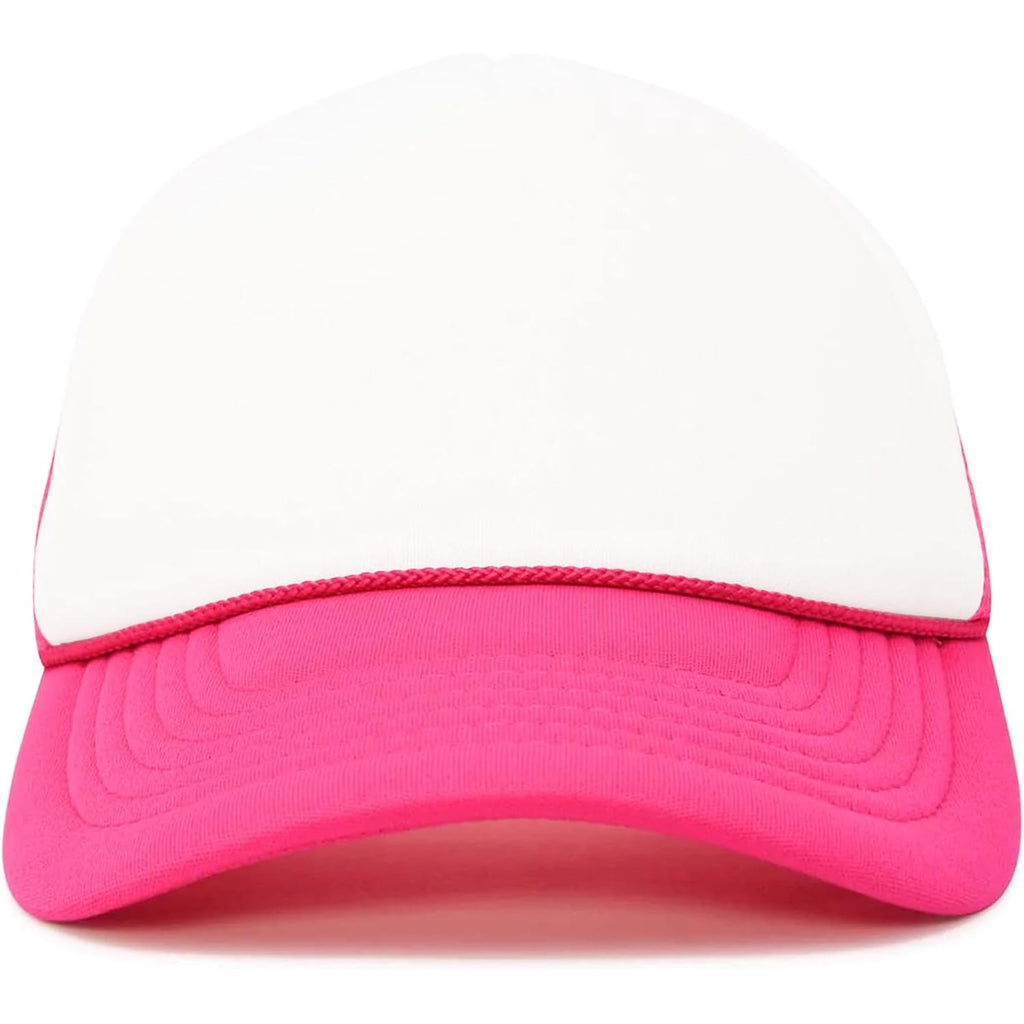 DALIX Two Tone Trucker Hat Summer Mesh Cap with Adjustable Snapback Strap Hot Pink
