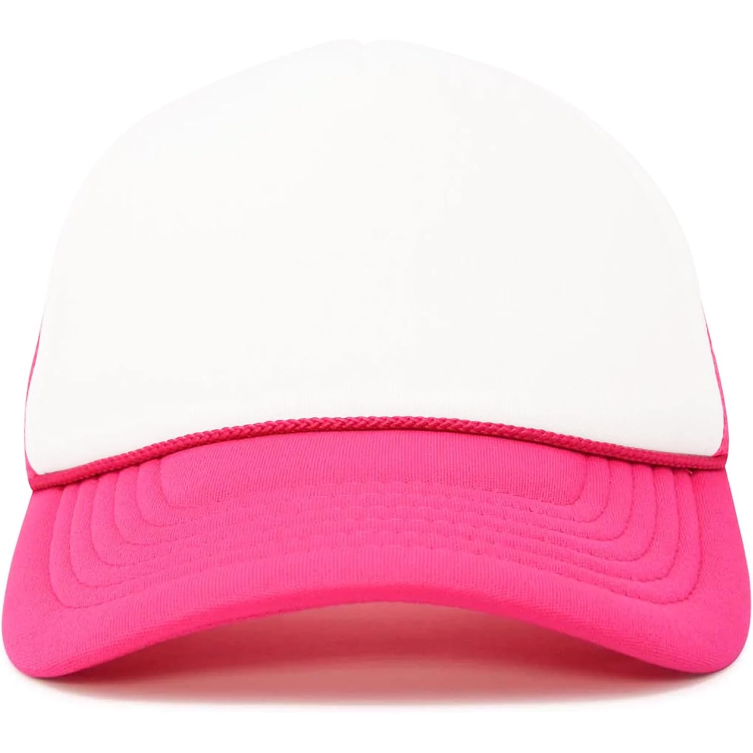 DALIX Two Tone Trucker Hat Summer Mesh Cap with Adjustable Snapback Strap Hot Pink
