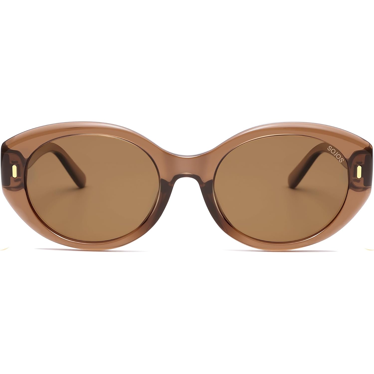 SOJOS Trendy Oval Polarized Sunglasses for Women Classic Round Retro UV Protection Shade SJ2675 Brown Frame Brown Lens