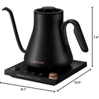 INTASTING Electric Kettle, Gooseneck Electric Kettle, ±1℉ Precise Temperature Control, Stainless Steel Interior, Quick Heating for Pour Over Coffee, Tea & Boiling Water, 0.9L (Black)