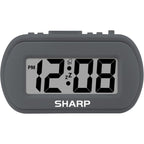 Sharp Digital Alarm Clock – Tactile Plastic Case With Soft Rubberized Finish - Battery Operated – Blue Backlight On Demand – Ascending Alarm – Easy To Use – Charcoal Black