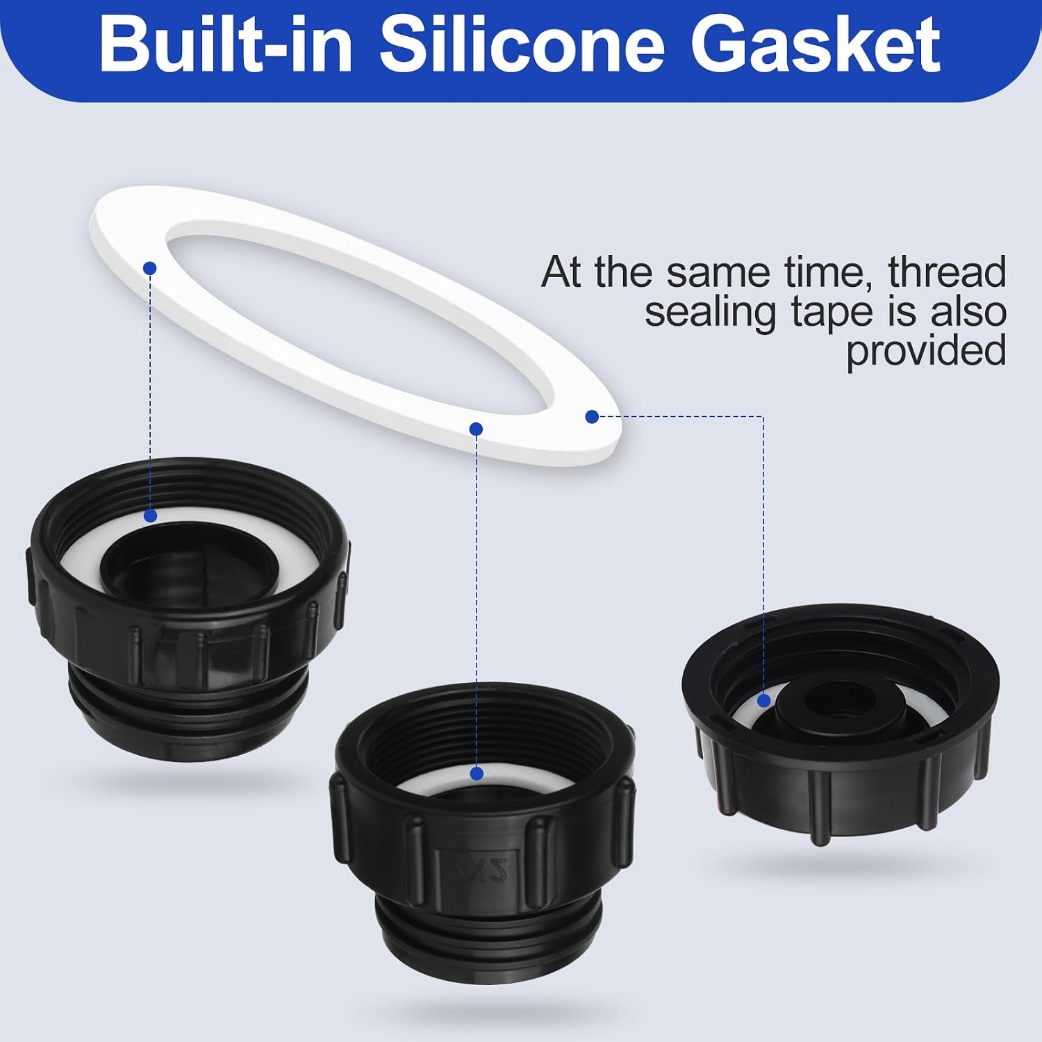 275-330 Gallon Ibc Tote Hose Adapter,3-Size Ibc Tote Adapter, 2.44" Fine、2 "Fine, And 2" Coarse Thread,3/4" Male Npt Inlet ×3/4" Male Ght Brass Hose Faucet Garden Hose Connector