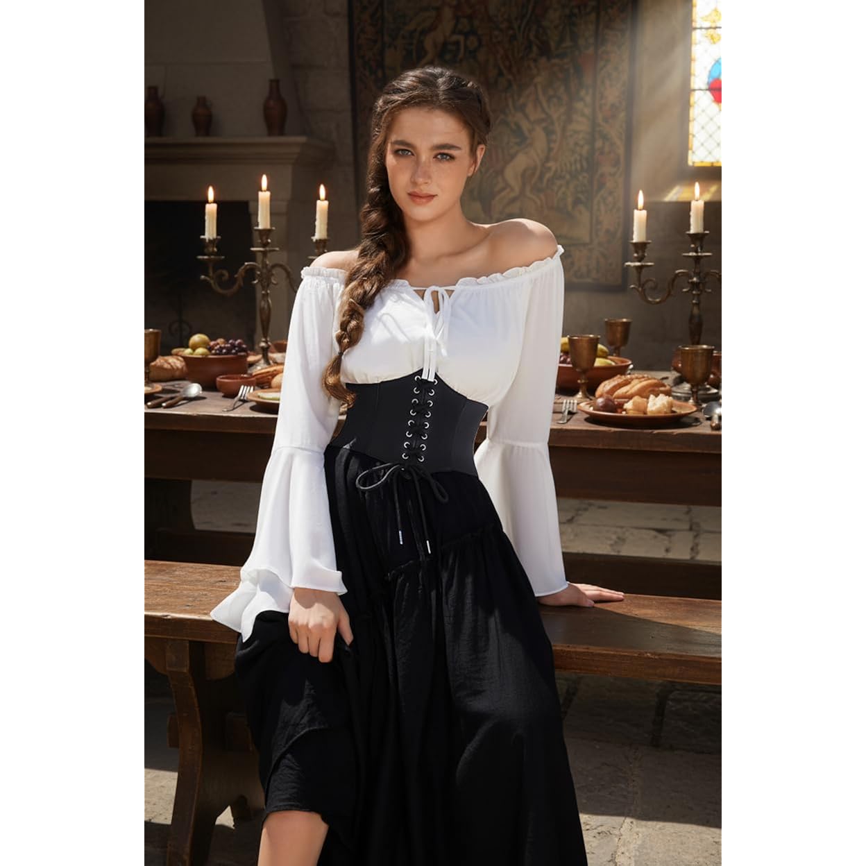 GRACE KARIN Lace-up Cinch Belt Tied Corset Elastic Waist Belt
