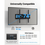 Pipishell TV Wall Mount for 26-74 inch LED LCD OLED 4K TVs up to 99lbs, Full Motion TV Mount Bracket Articulating Swivel Extension Tilting Leveling Max VESA 400x400mm, Fits 12/16 Inch Wood Studs