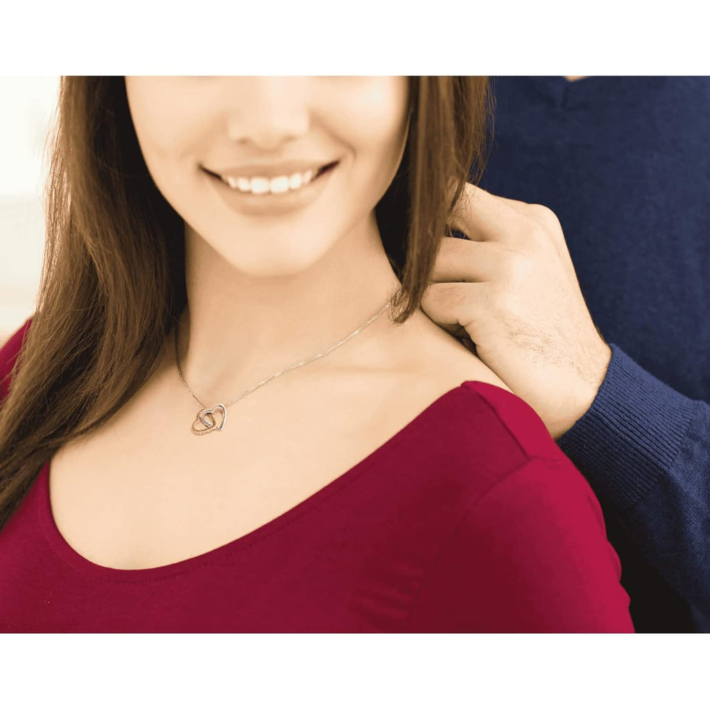 Mom to Be Gift - Sterling Silver S925 Interlock Heart Necklace with a Message Card Pregnancy Gifts for First Time Moms Expecting Women Pregnant Wife Mother's Day Christmas Birthday