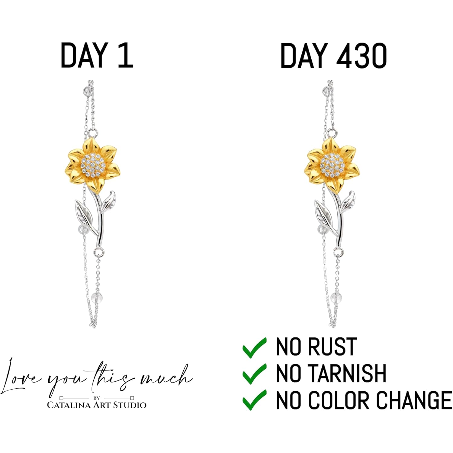 Love You This Much Sentimental Stepped Up Mom 18k Gold Sunflower Bracelet | 6.5-8" Adjustable | Meaningful Bonus Mom Gift | Birthday Gift for Stepmom | Best Stepmother | Luxury Gift Box