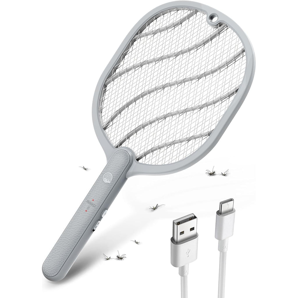 Mosiller Electric Fly Swatter, 3800V Bug Zapper Racket, Rechargeable 1200Mah Mosquito Killer, 3-Layer Safety Mesh, Lightweight, Easy To Use, Indoor Home Office Backyard Patio Camping (Basic 1 Pack)