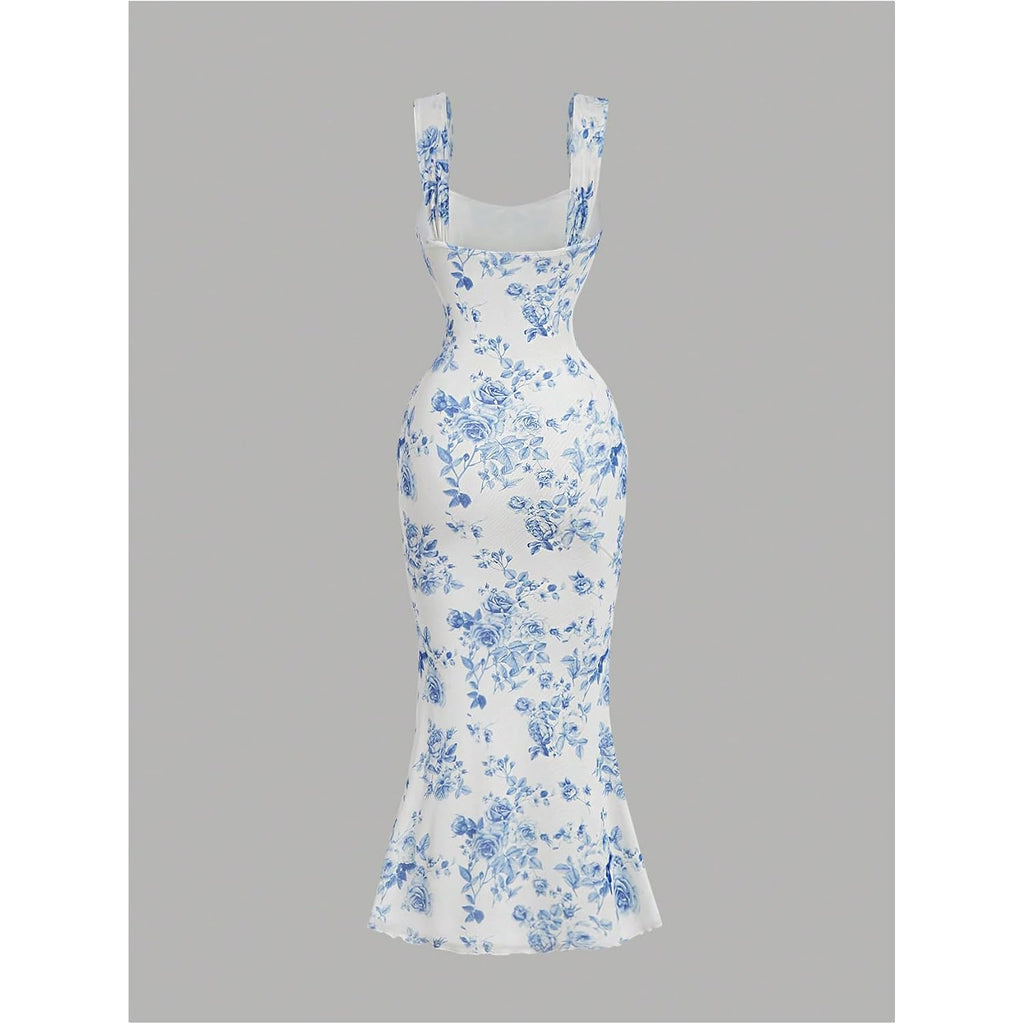 Gorglitter Women'S Floral Summer Wedding Guest Dress Ruched Cocktail Party Bridal Shower Formal Beach Midi Sun Dresses