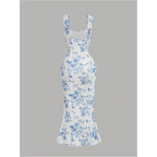 Gorglitter Women'S Floral Summer Wedding Guest Dress Ruched Cocktail Party Bridal Shower Formal Beach Midi Sun Dresses