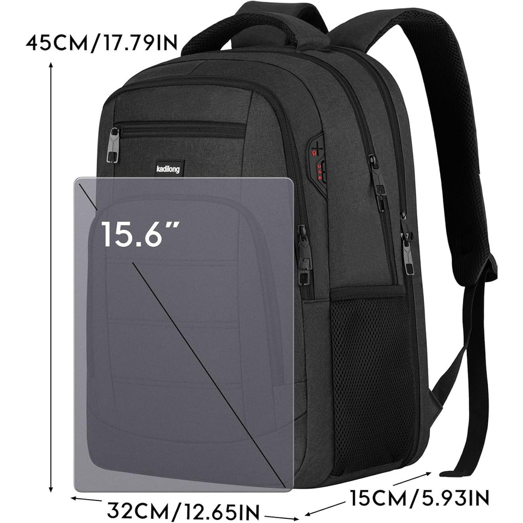 Kadilong School Backpacks For Teen Boys Laptop Backpack Men,Bookbag College Computer Bag With Usb Charging Port For Work Business Middle High School Student,Black