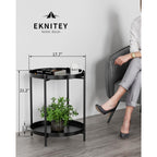 Eknitey 2 Tier End Table - Metal Side Table Waterproof Small Sofa Coffee Side Tables Bedroom Indoor Outdoor With Removable Tray For Living Room Bedroom Balcony And Office (Black)