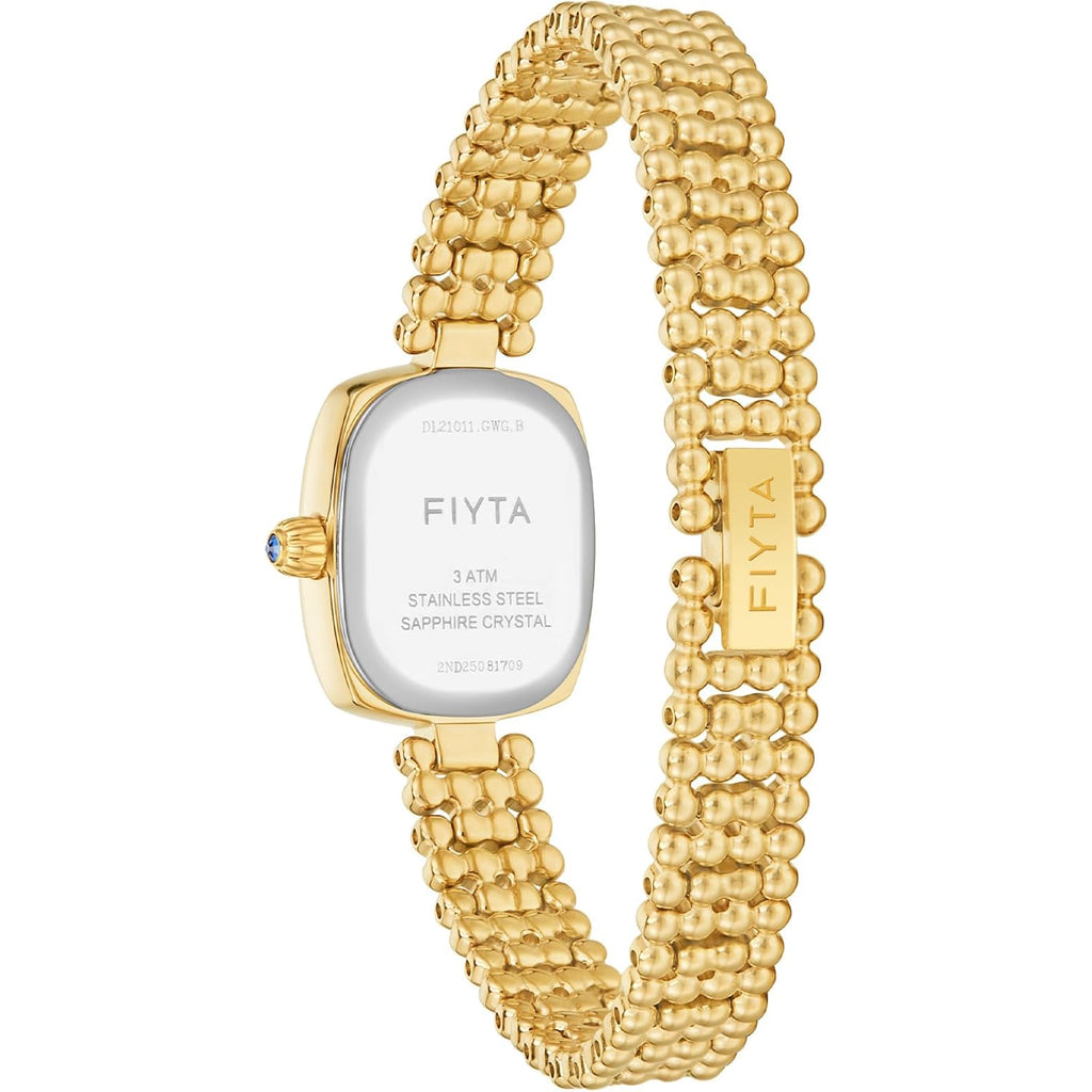 Fiyta Women'S Watch - Elegant Gold Small Square Luxury Watch With Sapphire Crystal; 316L Stainless Steel Jewelry Bracelet, Timeless Gift For Her, Mother'S Day, Gift Box Included