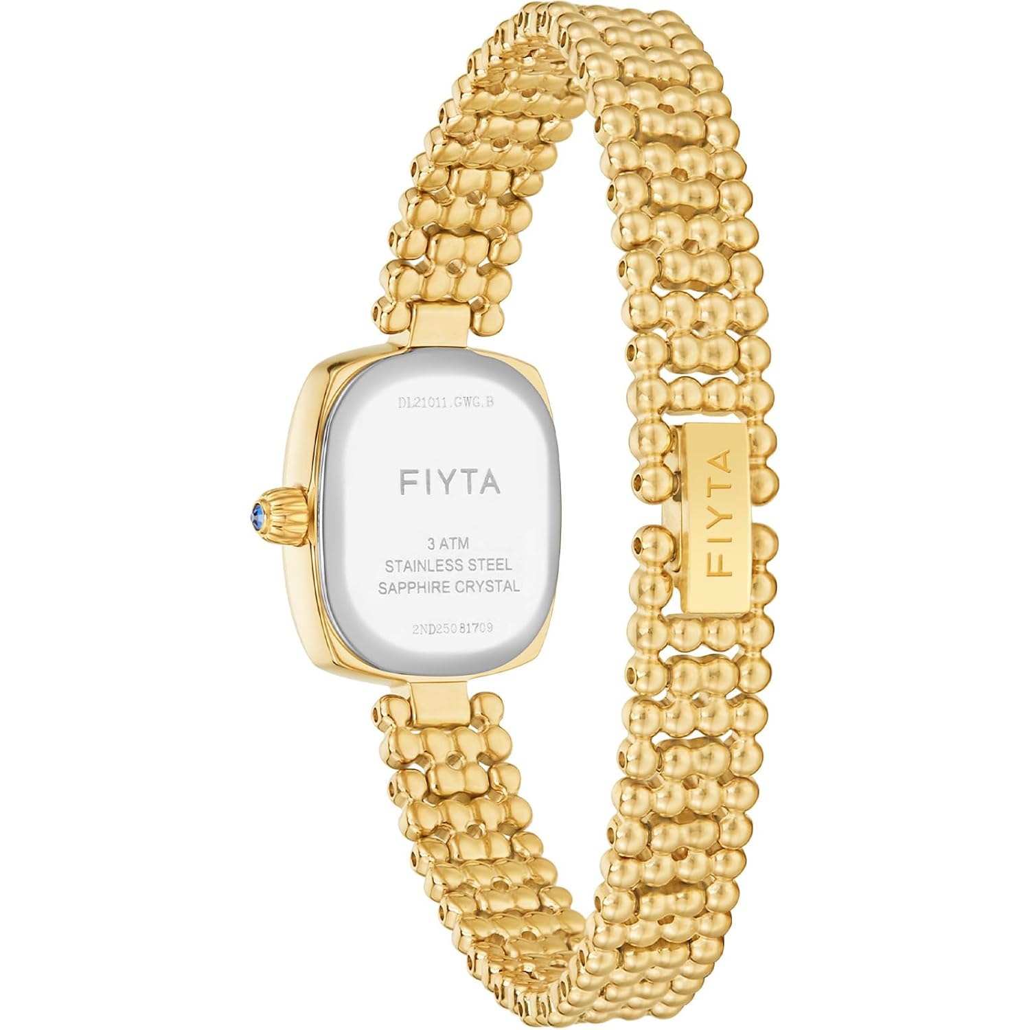 Fiyta Women'S Watch - Elegant Gold Small Square Luxury Watch With Sapphire Crystal; 316L Stainless Steel Jewelry Bracelet, Timeless Gift For Her, Mother'S Day, Gift Box Included