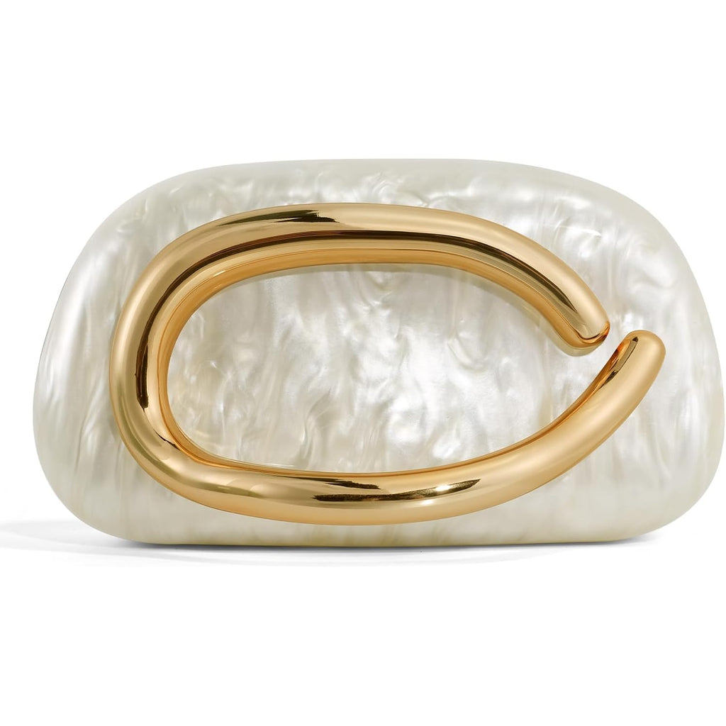 Clutch Purses for Women Formal, PU Leather/Marble Acrylic Evening Bags with Chain, Trendy Metal Handle Purses 2025