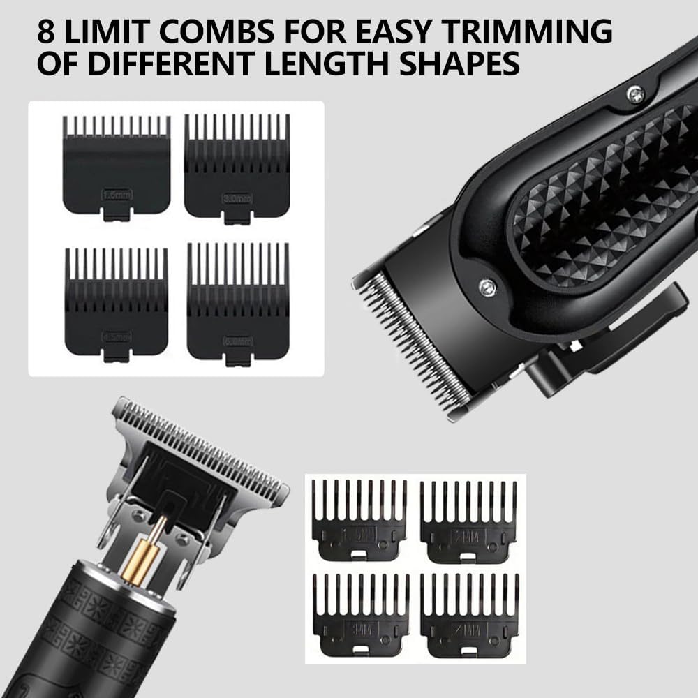 Cordless Hair Clippers For Men, Self Haircut Kit For Men Electric Clippers And Trimmers, Grooming Rechargeable Beard Trimmer With Adjustable Blade & Lcd Display, Hair Cutting Tools For Home Use
