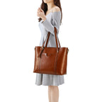 Kattee Genuine Leather Women Tote Bag Soft Handbags Vintage Shoulder Purses Fashion Top Handle Bag Large Capacity