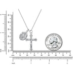 Rnivida 925 Sterling Silver Crucifix Cross and Miraculous Medal Pendant Necklace for Women