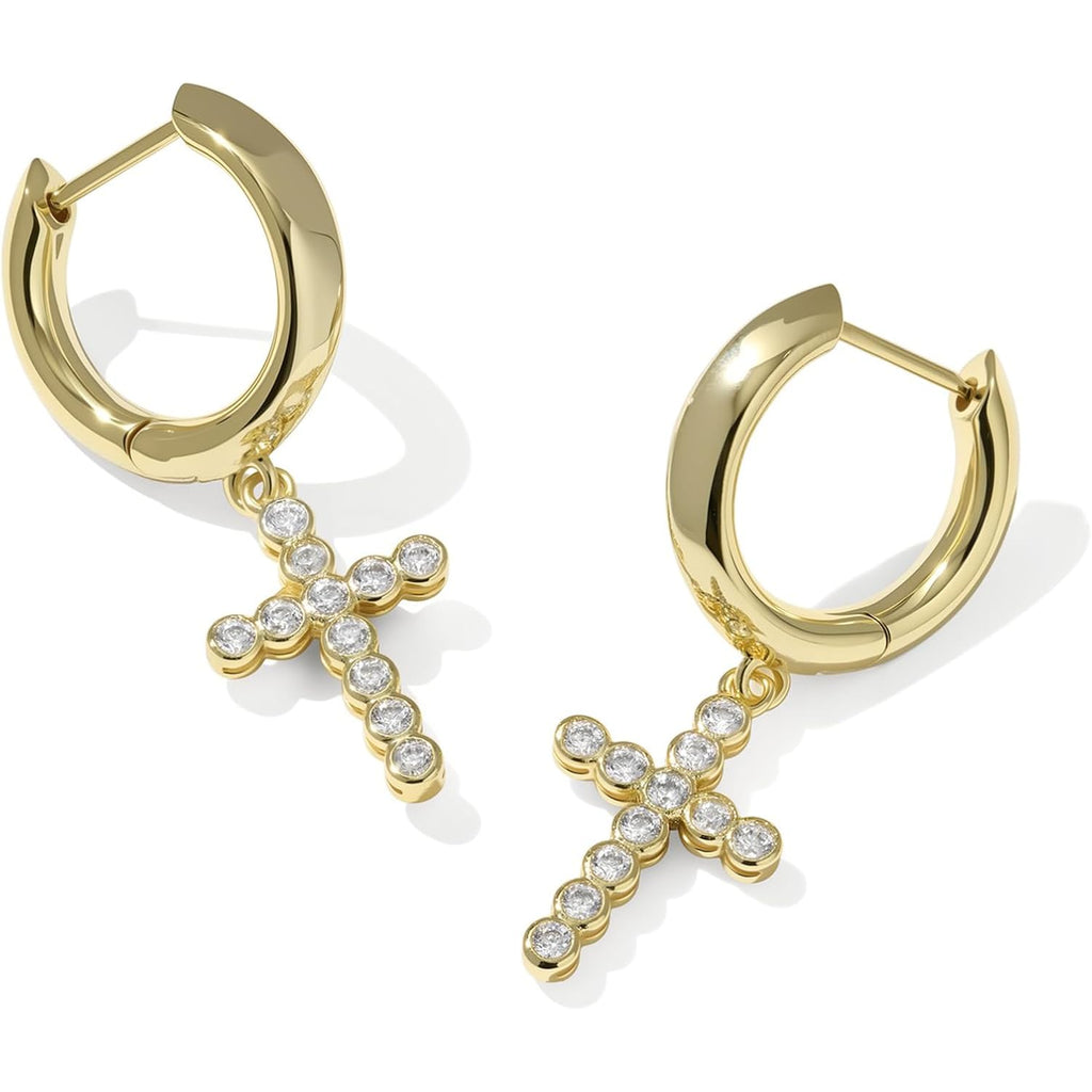 Kendra Scott Cross Crystal Huggie Earrings, Fashion Jewelry for Women