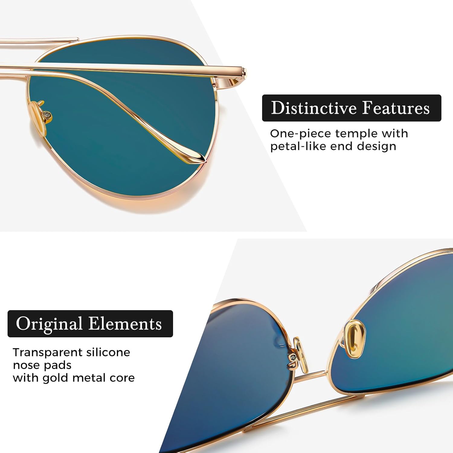 SUNGAIT Women's Lightweight Oversized Aviator Sunglasses - Mirrored Polarized Lens Classic Style