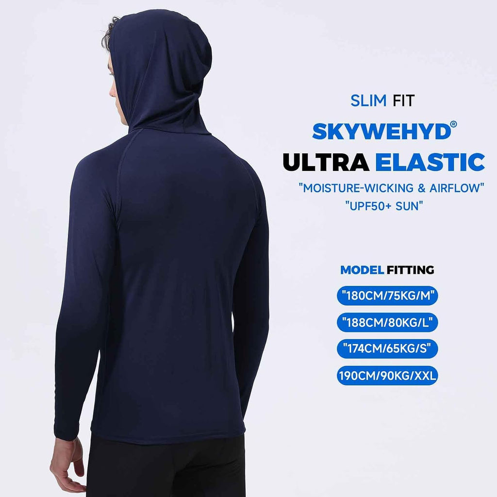 3 Pack Men'S Hooded Long Sleeve Shirt With Face Mask, Upf Sun Protection Stretch Workout Shirt For Running Cycling Fishing