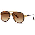 RAYSOL Retro Oversized Aviator Sunglasses for Women Men Metal Double Bridge Aviators Sun Glasses Leopard Frame/Gradient Lens