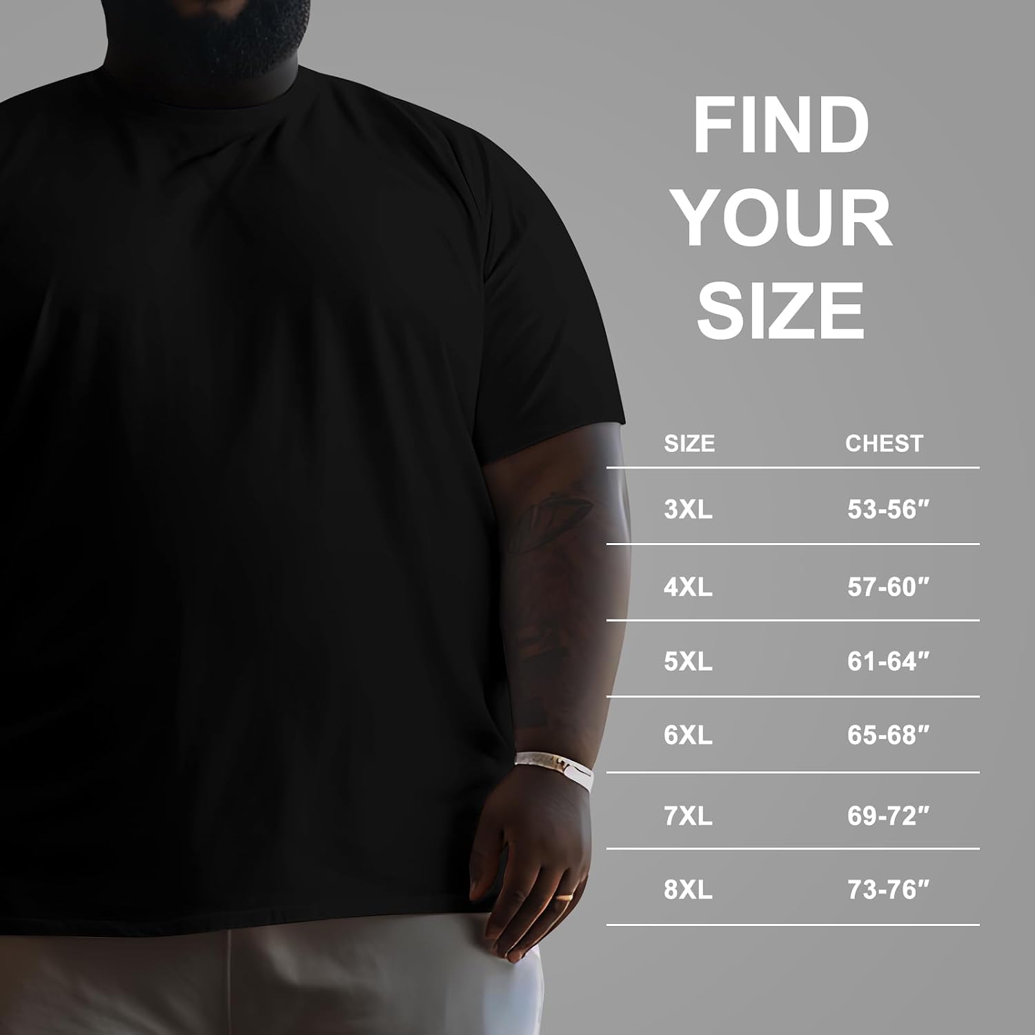 Men'S 3Xl-8Xl Big And Tall T-Shirts Casual Stretch Short-Sleeve Tee For Men