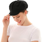 Newsboy Cabbie Baker boy hat Beret Cap for Women Pageboy Visor Paperboy Hat Sailor Fiddler Hat Adjustable 1997-black