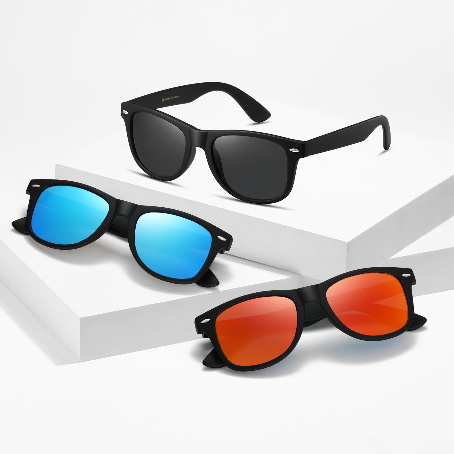Masdun 3 Pack Polarized Retro Sunglasses For Women Men, Classic Retro Sun Glasses, For Driving Travel Outdoor