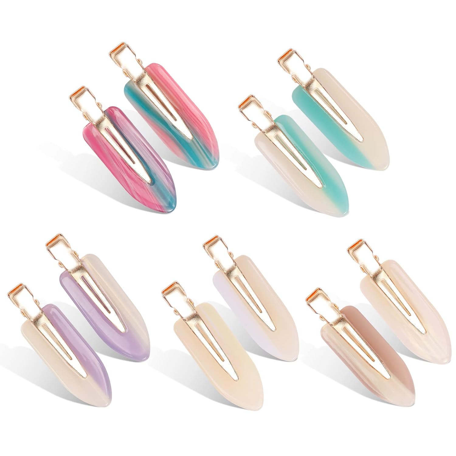 Kesaplan 10Pcs No Bend Hair Clips, Acrylic Resin No Crease Hair Clips For Styling, Colorful Creaseless Flat Duckbill Hair Barrette For Makeup Hairstyle Accessories For Women Gifts