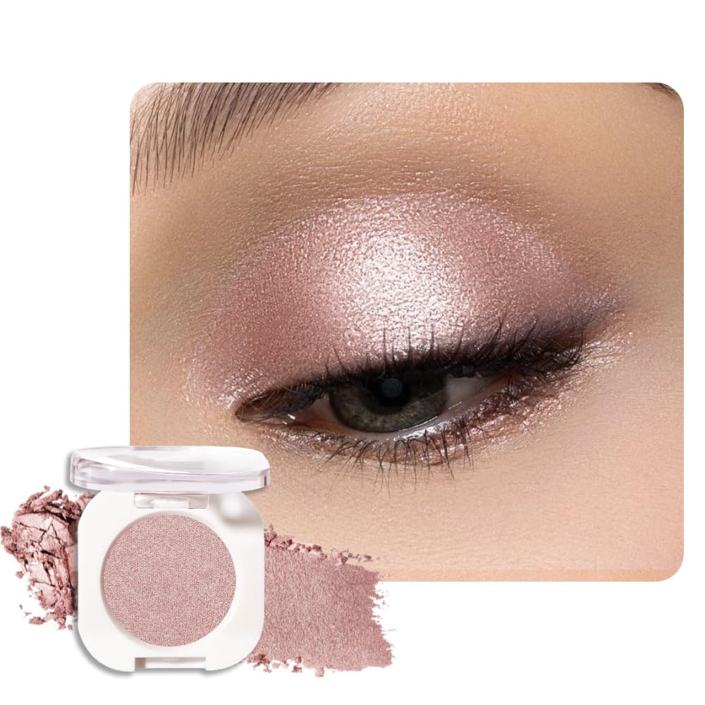Champagne Shimmer Single Eyeshadow, Lightweight Blendable Mini Eye Shadow For Older Women, Monochrome Eyeshadow Palette Makeup Pigmented Waterproof, Vegan & Cruelty-Free, 24