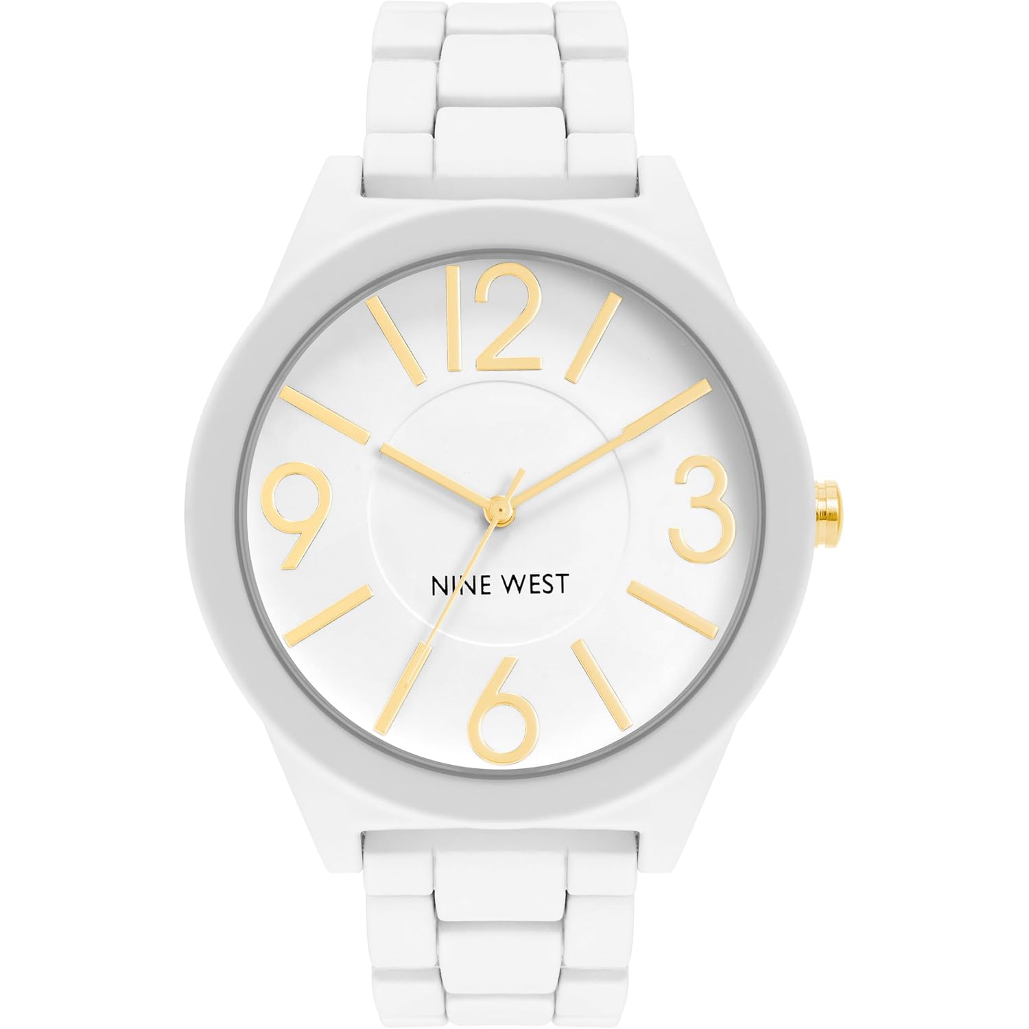 Nine West Women'S Metal Bracelet Watch With Rubberized Coating