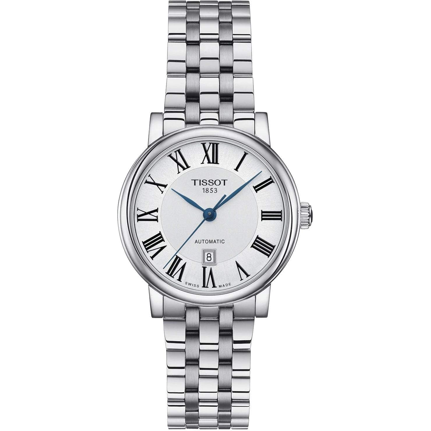Tissot Womens Tissot Carson Premium Automatic Lady 316L Stainless Steel Case Automatic Watches, Grey, Stainless Steel, 15 (T1222071103300)