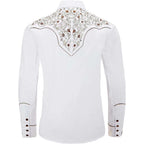 Men'S Western Cowboy Shirt Embroidered Long Sleeve Casual Button Down Shirt