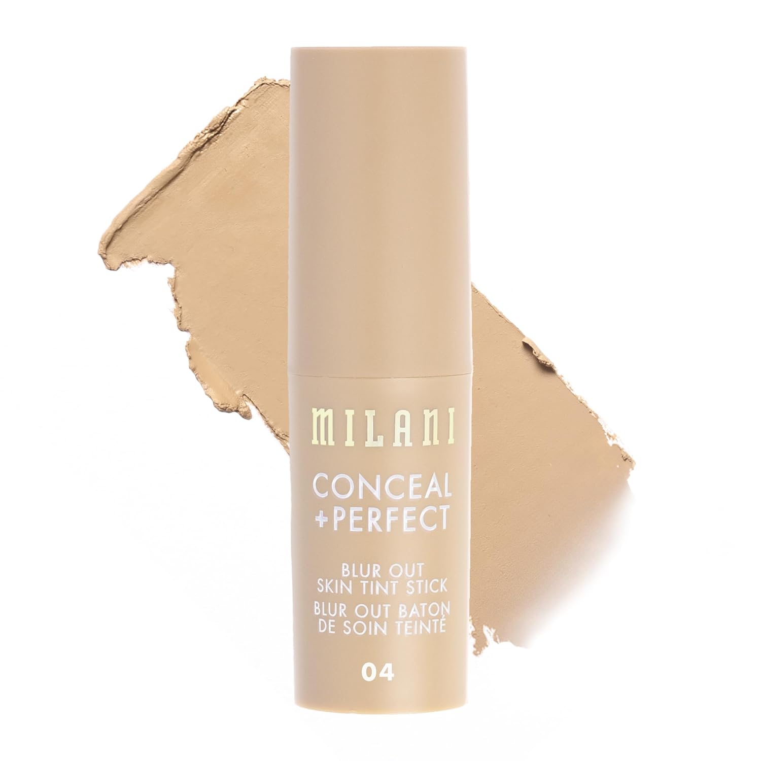 Milani Conceal + Perfect Blur Out Skin Tint Stick - Light to Medium Coverage Tinted Moisturizer Stick with Vitamin C & E - Soft Matte, Pore Blurring Natural Finish 04-Light Warm-Neutral