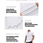 Coofandy Men'S Muscle Fit Dress Shirts Wrinkle-Free Short Sleeve Casual Button Down Shirt