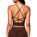 QINSEN Womens Cross Back Tank Top V Neck Double Lined Camisole Top Sleeveless Spaghetti Strap Going Out Tops