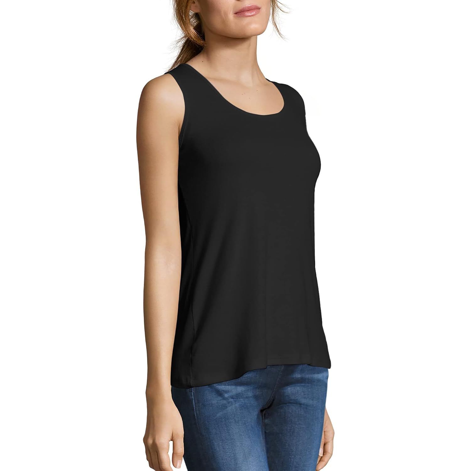 Hanes Women's Shirts, Women’s Mini-Ribbed Cotton Tank Tops, Women’s Sleeveless T-Shirts, Women’s Tanks