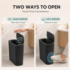 Tipgo Automatic Motion Sensor Bathroom Trash Can With Lid, 2.6 Gallon Touchless Trash Bin, Smart Garbage Can Plastic Slim Wastebasket For Bedroom, Office, Dorm (Black)