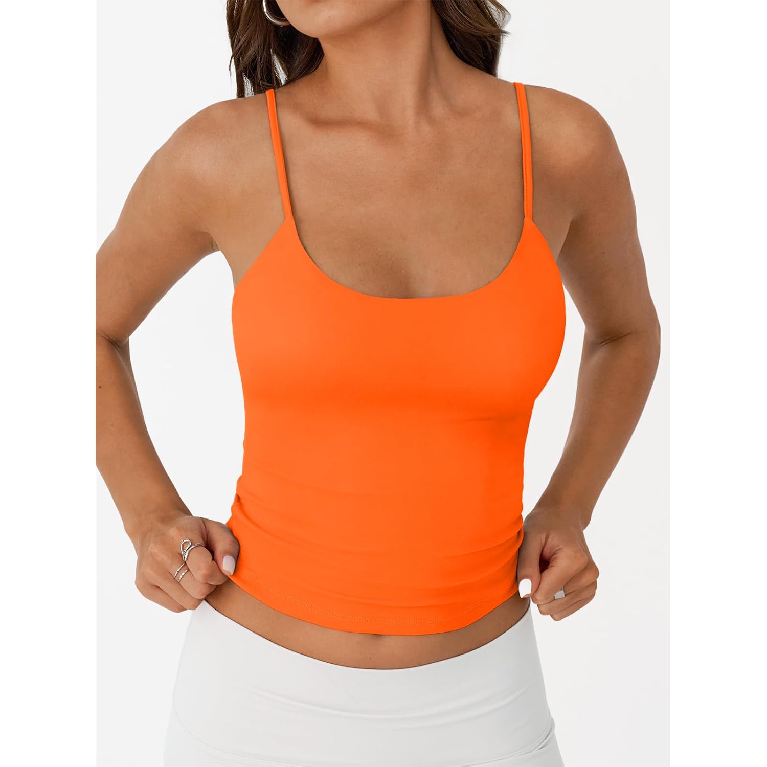 Trendy Queen Womens Summer Double Lined Adjustable Spaghetti Strap Tank Top