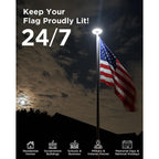 Solar Flag Pole Light For American Flag, 132 Led Solar Flagpole Light With 2600Mah Battery For 15-25 Ft Flagpoles, Dusk To Dawn Auto On/Off, 3 Brightness Modes, Ip65 Waterproof Outdoor Flag Light